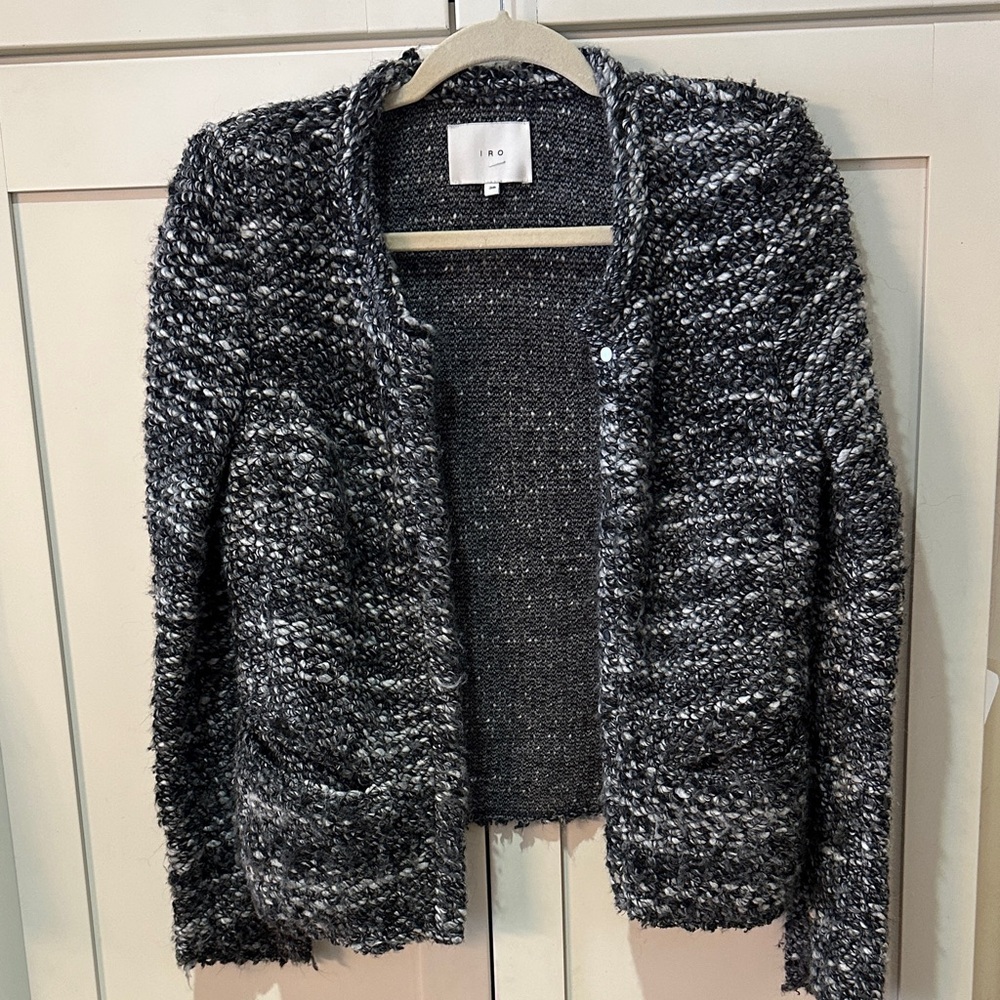 IRO Women's Textured Black and Gray Cardigan